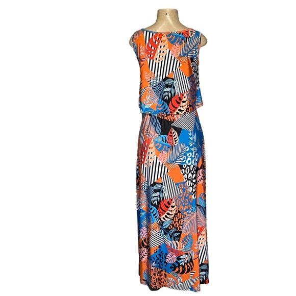 Robert Louis Sleeveless Wide Strap Bohemian Multi-Color Popover Maxi Dress S - Picture 3 of 7